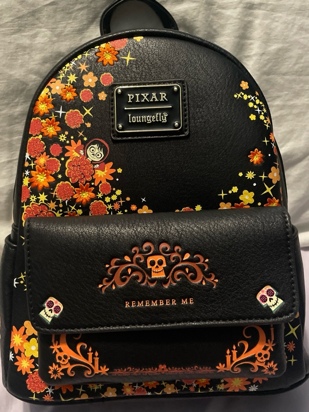 Loungefly Black Pixar 'Remember Me' Floral Mini Backpack - Picture 6 of 6